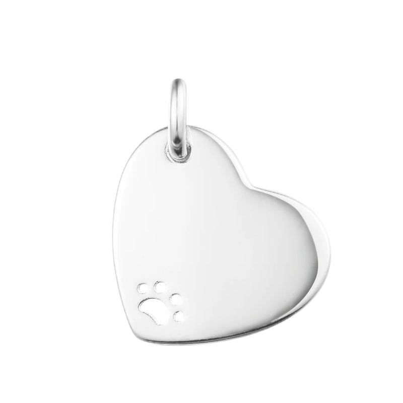 Engravable Heart Pet Collar Tag Beads 925 Sterling Silver Jewelry Kralen