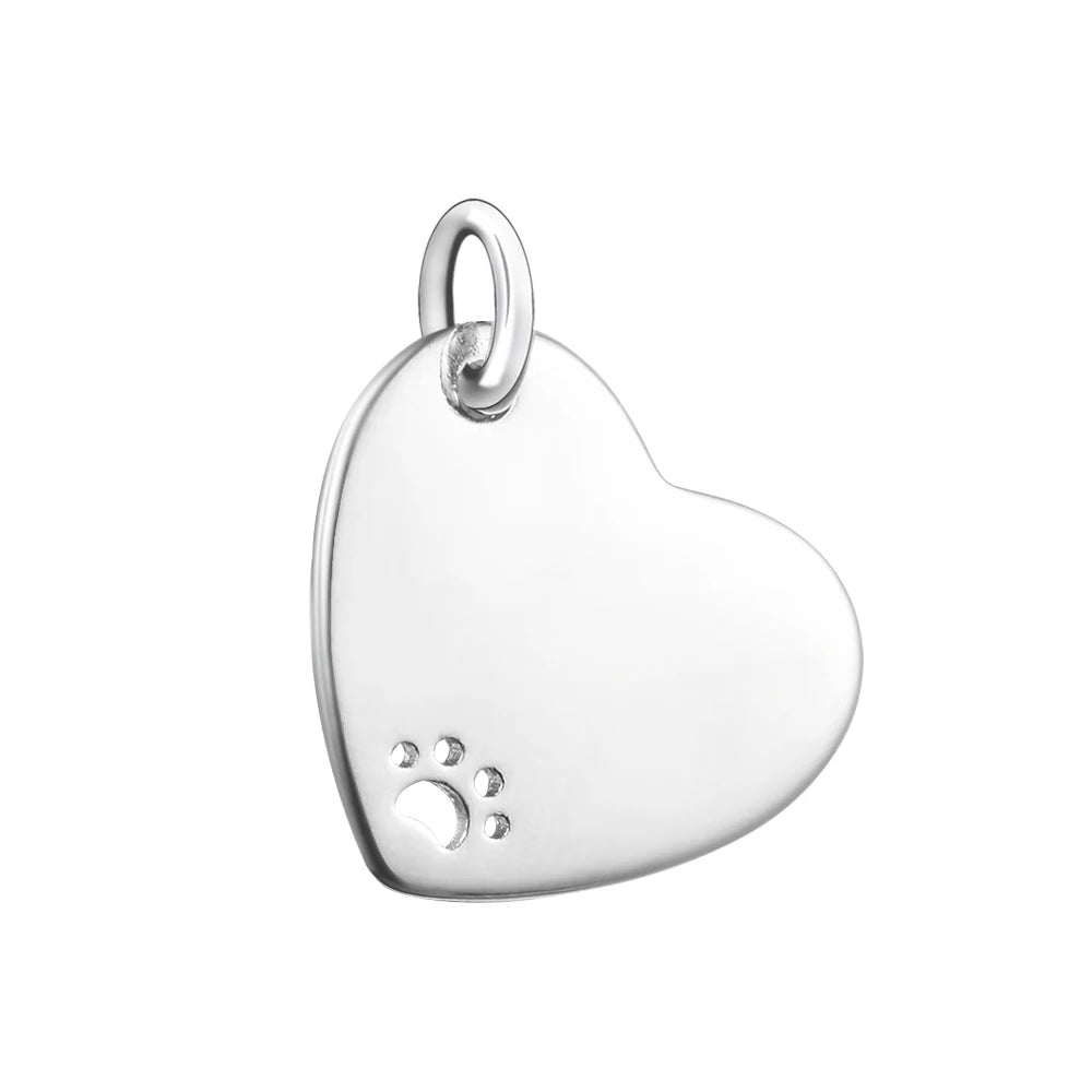 Engravable Heart Pet Collar Tag Beads 925 Sterling Silver Jewelry Kralen