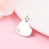 Engravable Heart Pet Collar Tag Beads 925 Sterling Silver Jewelry Kralen