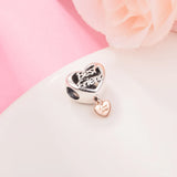 925 Sterling Silver Love You Heart Dangle Beads for Charm Bracelets