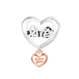 Sister Heart Dangle Beads 925 Silver Charms Bracelet DIY Fits