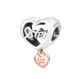 Sister Heart Dangle Beads 925 Silver Charms Bracelet DIY Fits