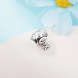 Pet Dog & Bone Dangle Beads 925 Sterling Silver Charms Bracelet DIY Fits
