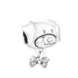 Pet Dog & Bone Dangle Beads 925 Sterling Silver Charms Bracelet DIY Fits