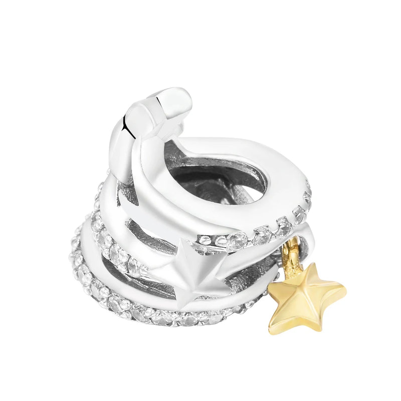 DIY Shooting Star Spiral Beads 100% 925 Sterling Silver Jewelry Kralen