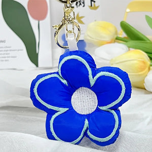 DIY Five Petal Flower Keychain Fine Cloth Art Plush Flower Stuffed Toy