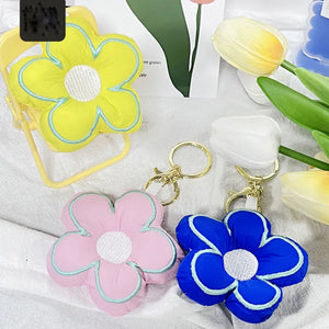 DIY Five Petal Flower Keychain Fine Cloth Art Plush Flower Stuffed Toy