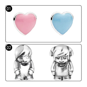 DIY Floating Locket Necklaces Petites Charms Silver 925 Pink Enamel Heart Family