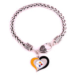 DIY Football Team Logo Rugby Heart Shape Bracelet Fitness Fan Sport Lover Young