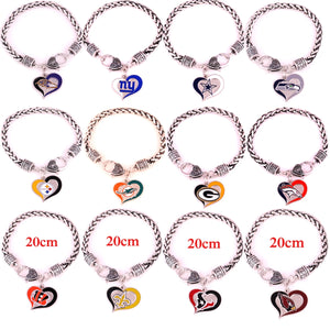 DIY Football Team Logo Rugby Heart Shape Bracelet Fitness Fan Sport Lover Young