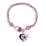 DIY Football Team Logo Rugby Heart Shape Bracelet Fitness Fan Sport Lover Young