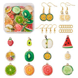 Fruit Theme Earrings Making Kit, Enamel Pendants & Brass Hooks, Mixed