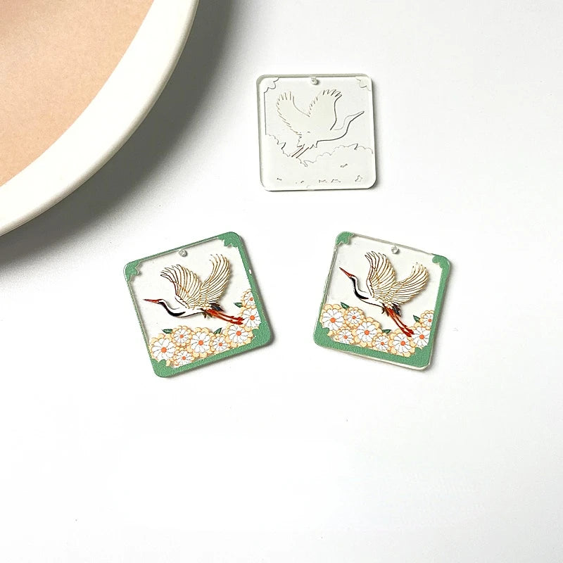 DIY Acrylic Crane Earrings with Pearl