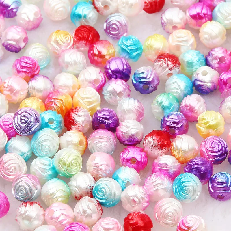 8mm 50pcs Mixed Rose Acrylic Beads Jewelry Making Accessories