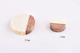 Geometric Round Earrings, Wood and Resin Hand Jewelry Accessories