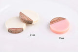 Geometric Round Earrings, Wood and Resin Hand Jewelry Accessories