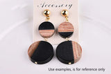 Geometric Round Earrings, Wood and Resin Hand Jewelry Accessories