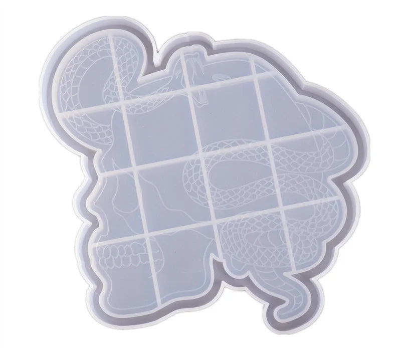 Snake Skull Head Epoxy Resin Mold Coaster Plate Tray Jewelry Tools