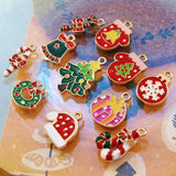10Pcs Enamel Christmas Tree Charms for Earrings Making