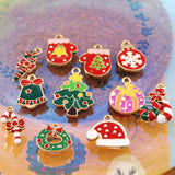 10Pcs Enamel Christmas Tree Charms for Earrings Making