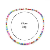 Colorful Bead String Enamel Necklace Bracelet Set