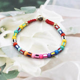 Colorful Bead String Enamel Necklace Bracelet Set