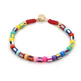 Colorful Bead String Enamel Necklace Bracelet Set