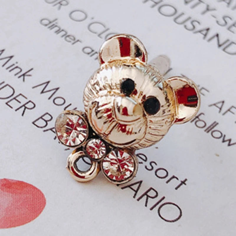Alloy Bear Drill-in Pearl Ear Nail Ear Jewelry 6 Pcs