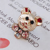 Alloy Bear Drill-in Pearl Ear Nail Ear Jewelry 6 Pcs
