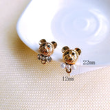 Alloy Bear Drill-in Pearl Ear Nail Ear Jewelry 6 Pcs