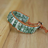 Boho Leather Wrap Bracelet with Natural Stone Beads