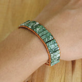 Boho Leather Wrap Bracelet with Natural Stone Beads