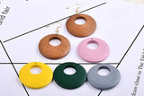 Geometric Wooden Earrings and Necklace Pendants Set