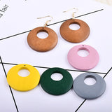 Geometric Wooden Earrings and Necklace Pendants Set