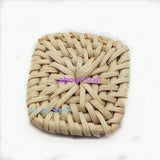 Wooden Straw Weave Rattan Square Wood Beads Vine Braid Earrings 10pcs