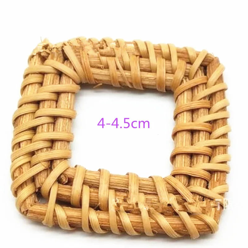 Wooden Straw Weave Rattan Square Wood Beads Vine Braid Earrings 10pcs