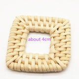 Wooden Straw Weave Rattan Square Wood Beads Vine Braid Earrings 10pcs