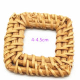 Wooden Straw Weave Rattan Square Wood Beads Vine Braid Earrings 10pcs