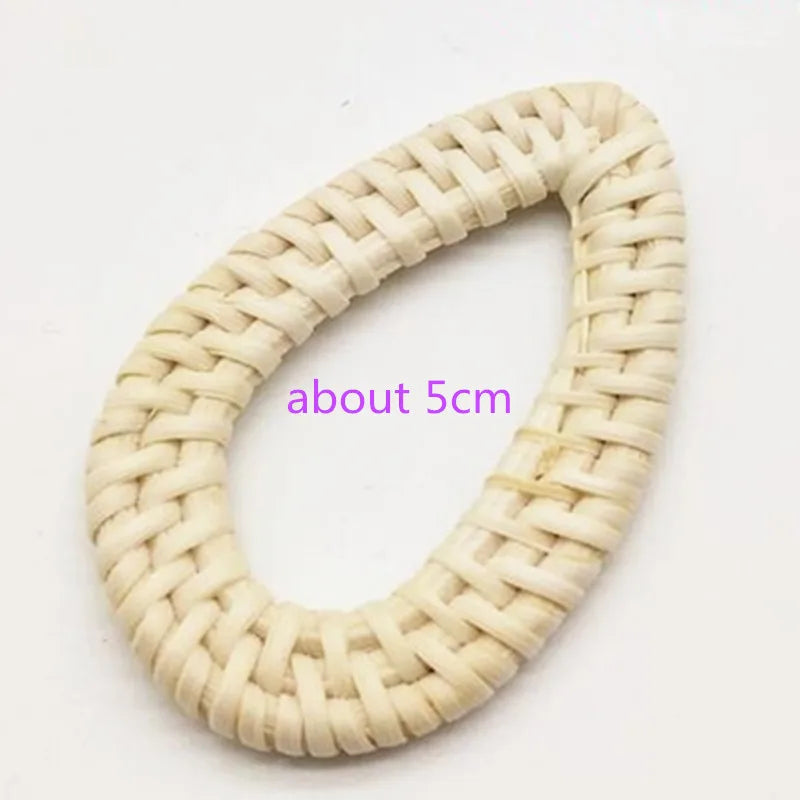 DIY Wooden Straw Weave Rattan Water Drop Wood Beads Vine Braid Jewelry