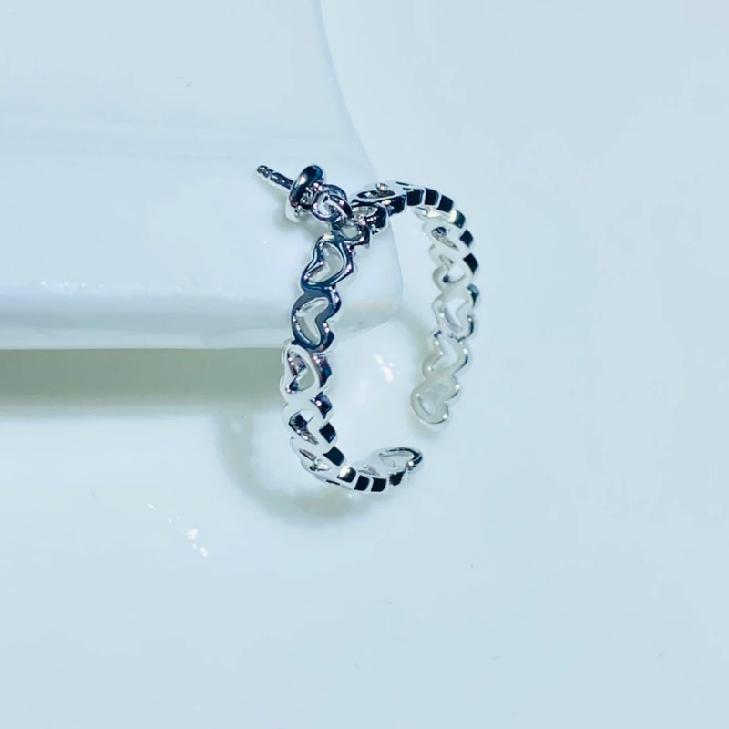 Adjustable Heart Ring Base for Crystals and Pearls