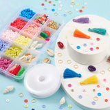 DIY Heishi Beads Jewelry Making Kits 6mm Polymer Clay Beads Tassel Charms Set