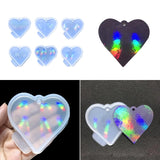 Holographic Heart Keychain Resin Mold Pendant Silicone Mold