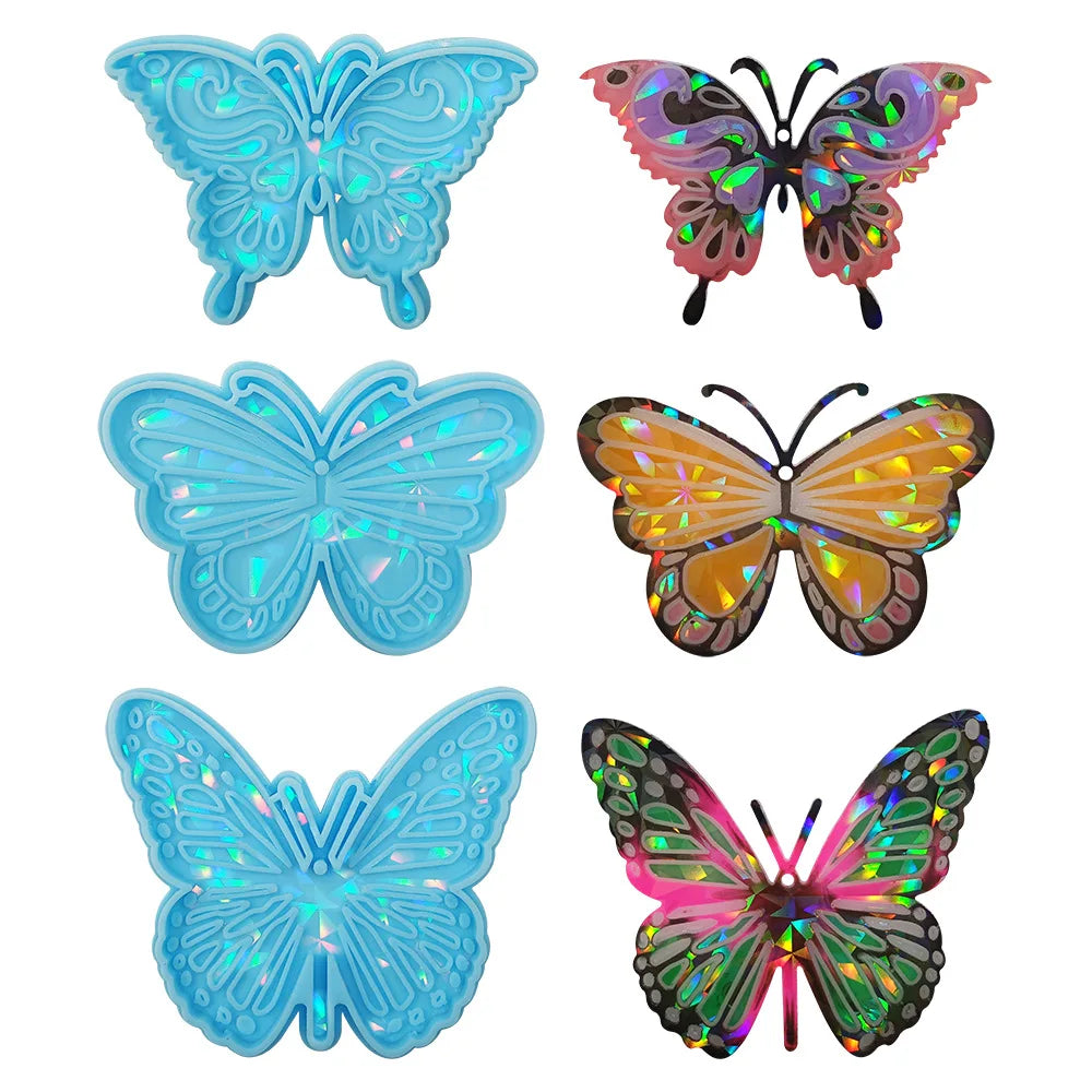 Holographic Laser Butterfly Pendant Silicone Mold for Resin