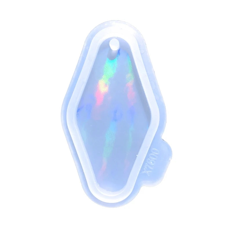 DIY Holographic Rhombus Charm Epoxy Resin Mold Jewelry Making