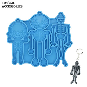 DIY Human Skull Frame Keychain Resin Mold Halloween Pendant Casting Mold