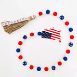 DIY Beaded Wood Garland Ornaments Tassels Farmhouse Wall Hanging