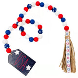DIY Beaded Wood Garland Ornaments Tassels Farmhouse Wall Hanging