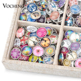 50pcs/Bag Random 18mm Glass Snap Charms for Jewelry