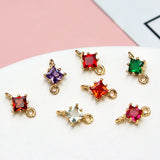 Copper Wrapped Zircon Geometric Bead Pendant Charms