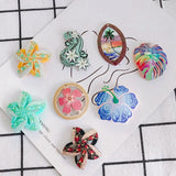 Acrylic Leaf Flower Embossed Pendant Material 20pcs
